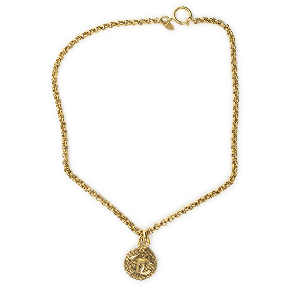 Chanel Jewelry - Chanel CC Quilted Round Pendant ChainNecklace